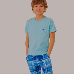 U.S. Polo Assn. Crewneck Tee & Boys Plaid Shorts